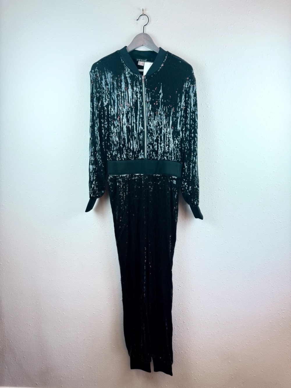 Sequins Black Long Sleeve Women’s Jumpsuit Size Small NWT - Picture 7 of 12